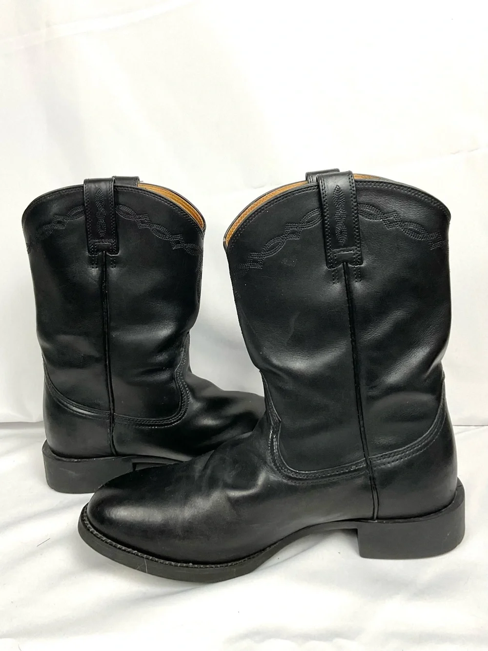 Ariat Heritage Roper Boots Leather Western Boots Men's Sz 10.5D Black Style 3501